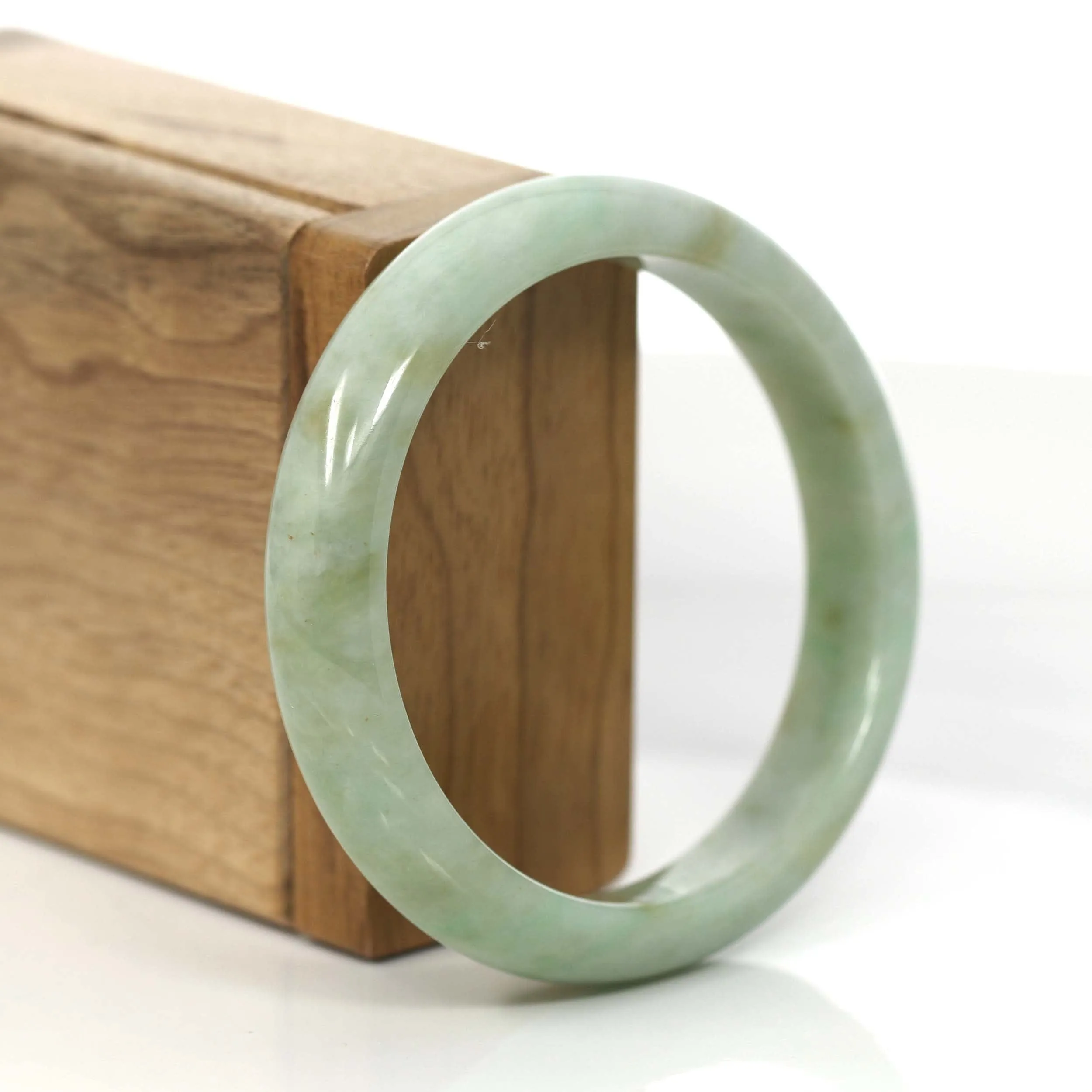 RealJade® Co.  "Classic Bangle" Yellow Green Natural Burmese Jadeite Jade Bangle (57.64mm )#755