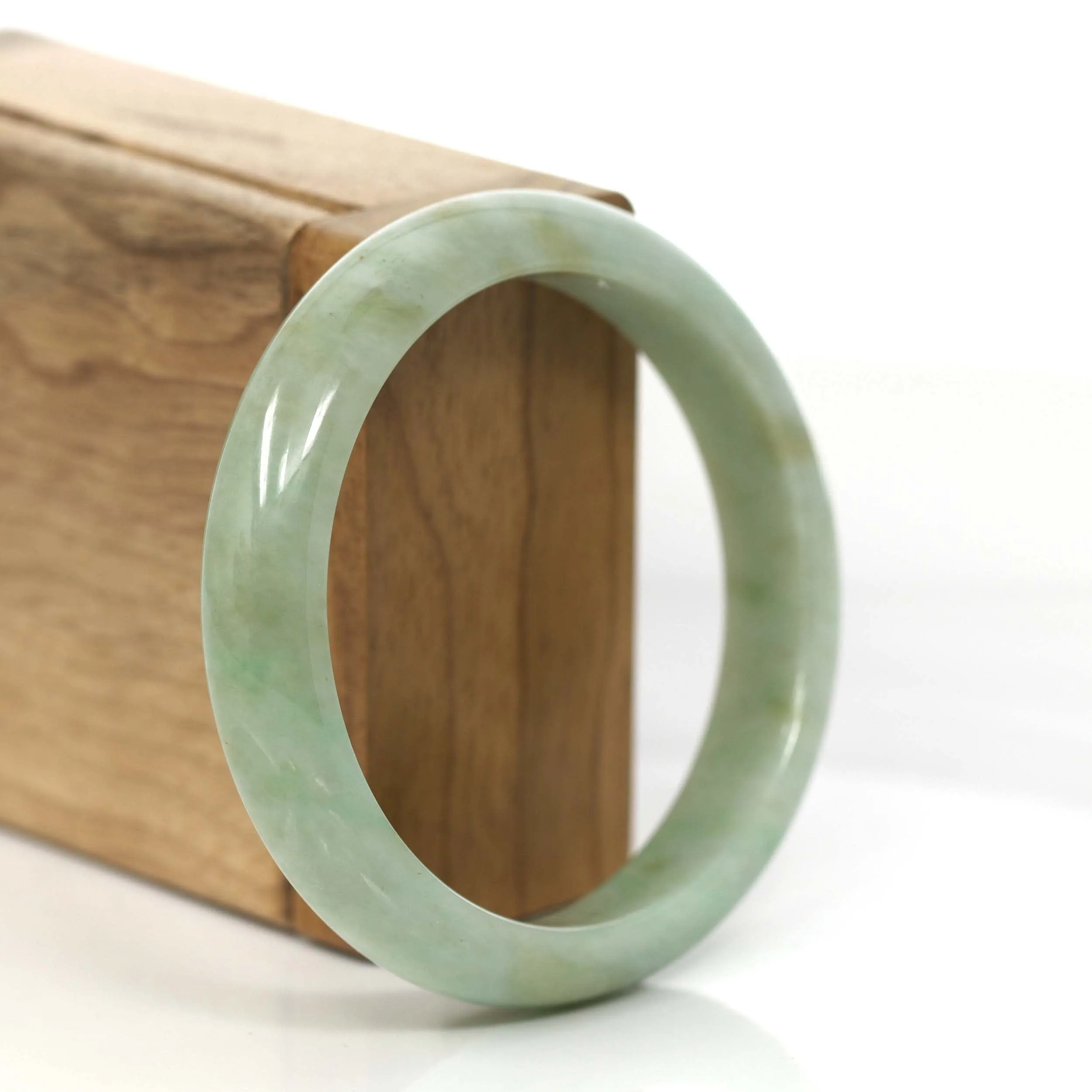 RealJade® Co.  "Classic Bangle" Yellow Green Natural Burmese Jadeite Jade Bangle (57.64mm )#755