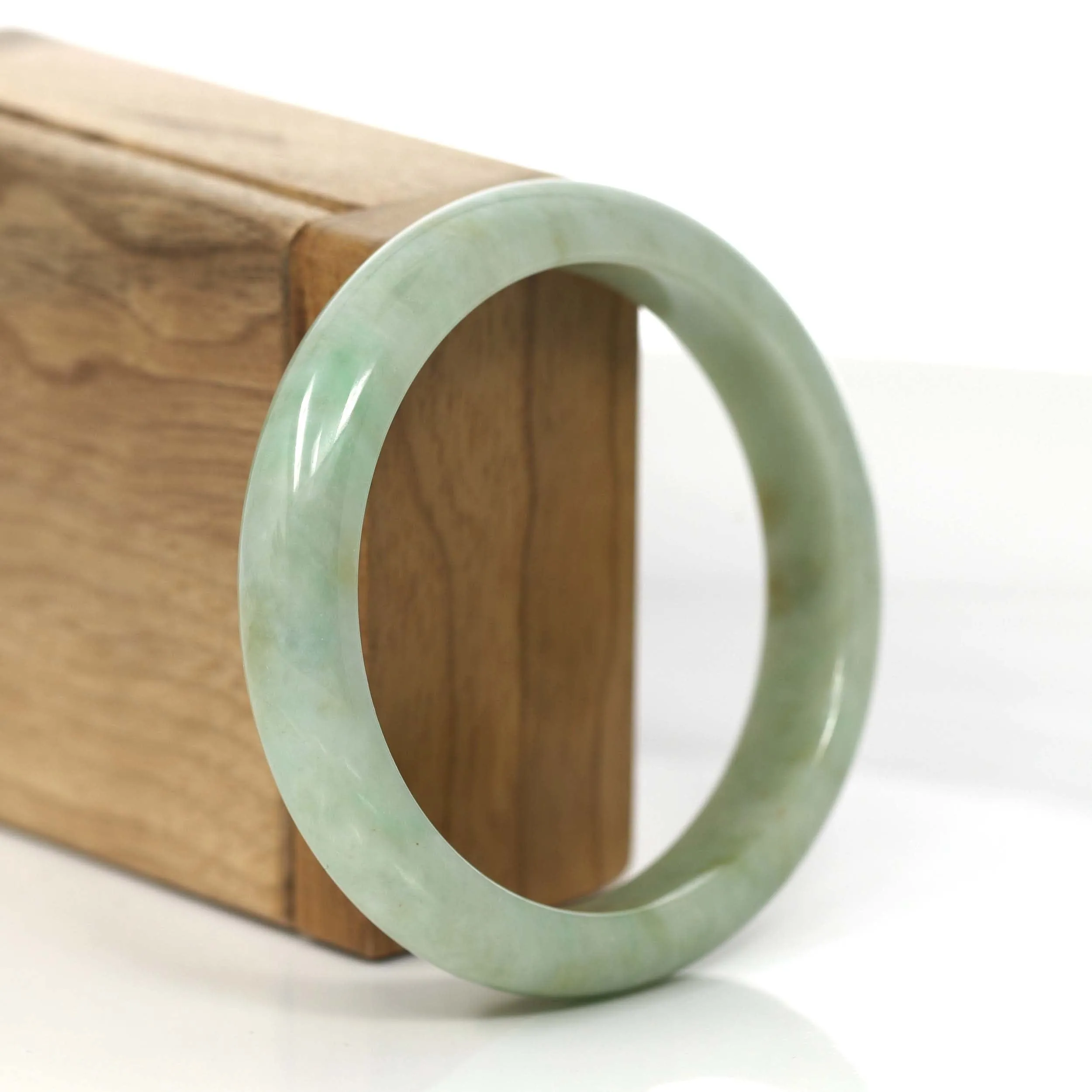 RealJade® Co.  "Classic Bangle" Yellow Green Natural Burmese Jadeite Jade Bangle (57.64mm )#755
