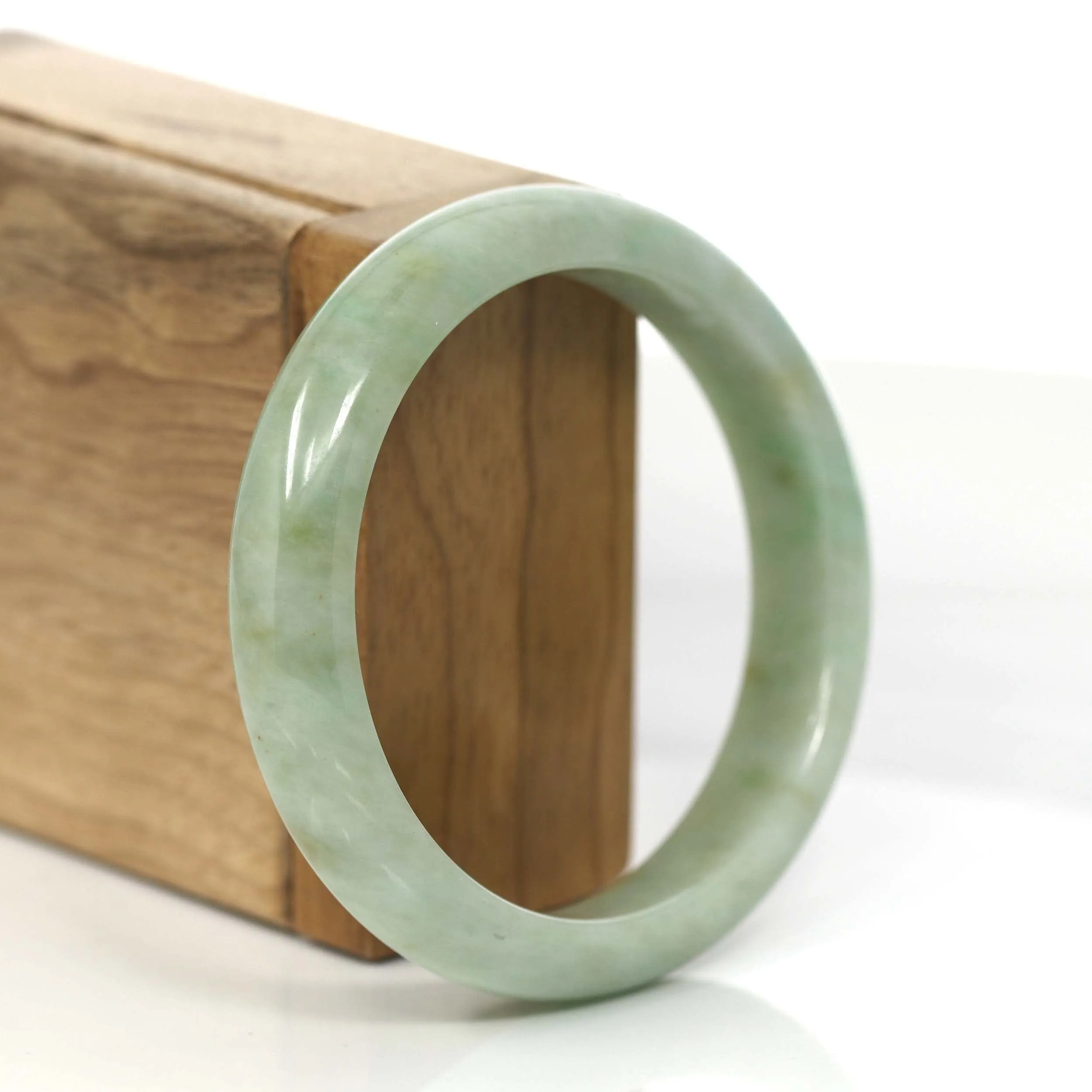 RealJade® Co.  "Classic Bangle" Yellow Green Natural Burmese Jadeite Jade Bangle (57.64mm )#755