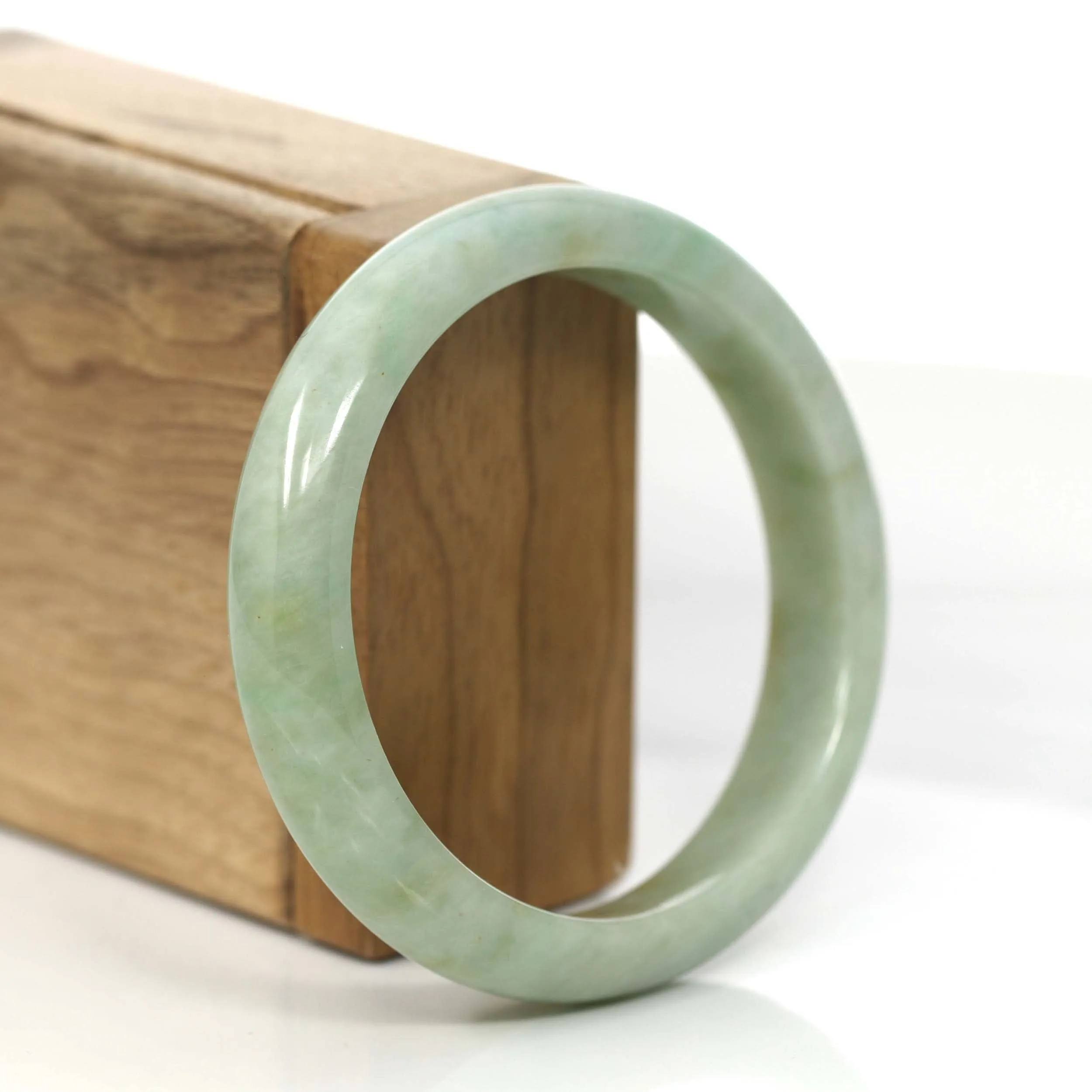RealJade® Co.  "Classic Bangle" Yellow Green Natural Burmese Jadeite Jade Bangle (57.64mm )#755