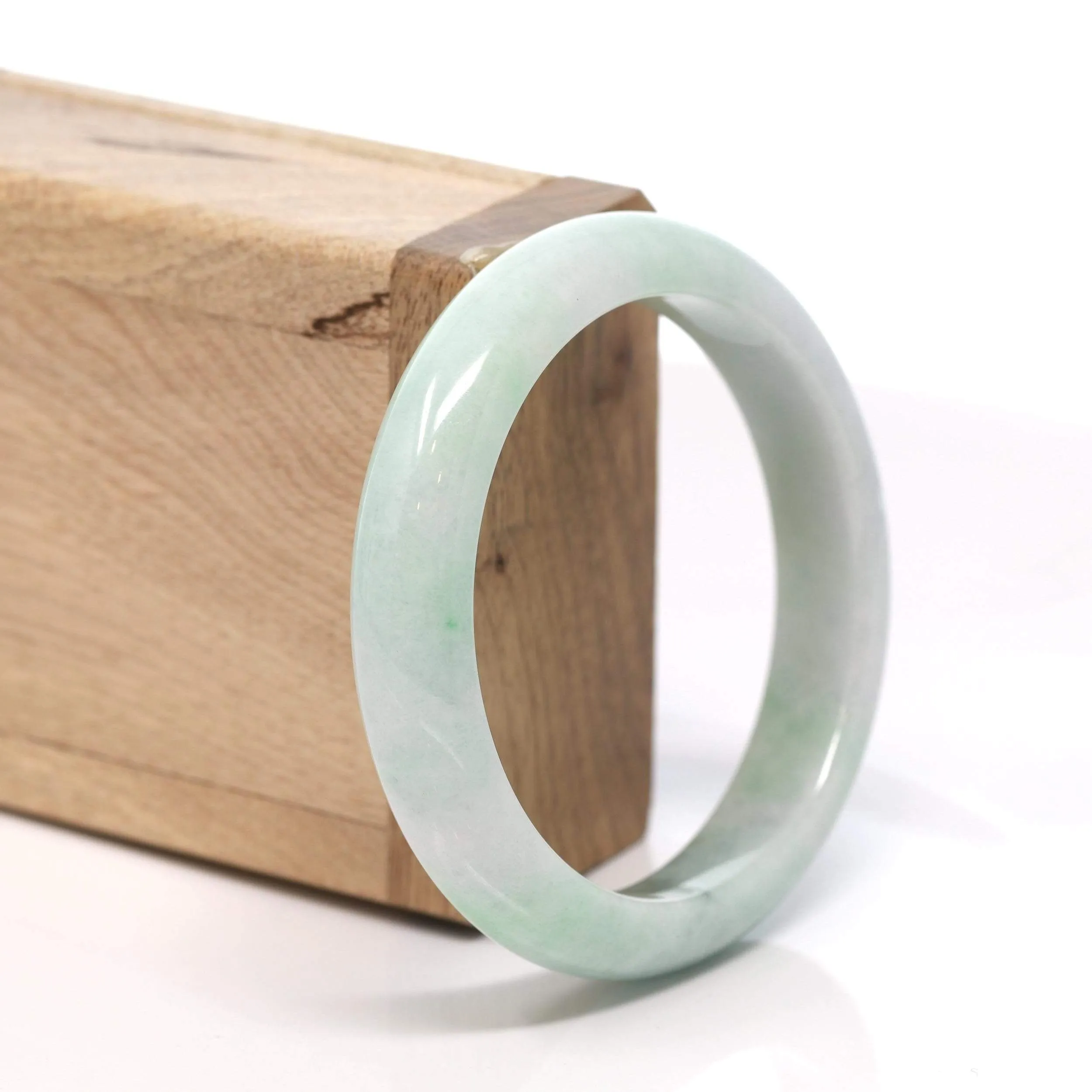 RealJade® "Classic Bangle" Genuine Burmese Green Jadeite Jade Bangle Bracelet (57 mm) #177