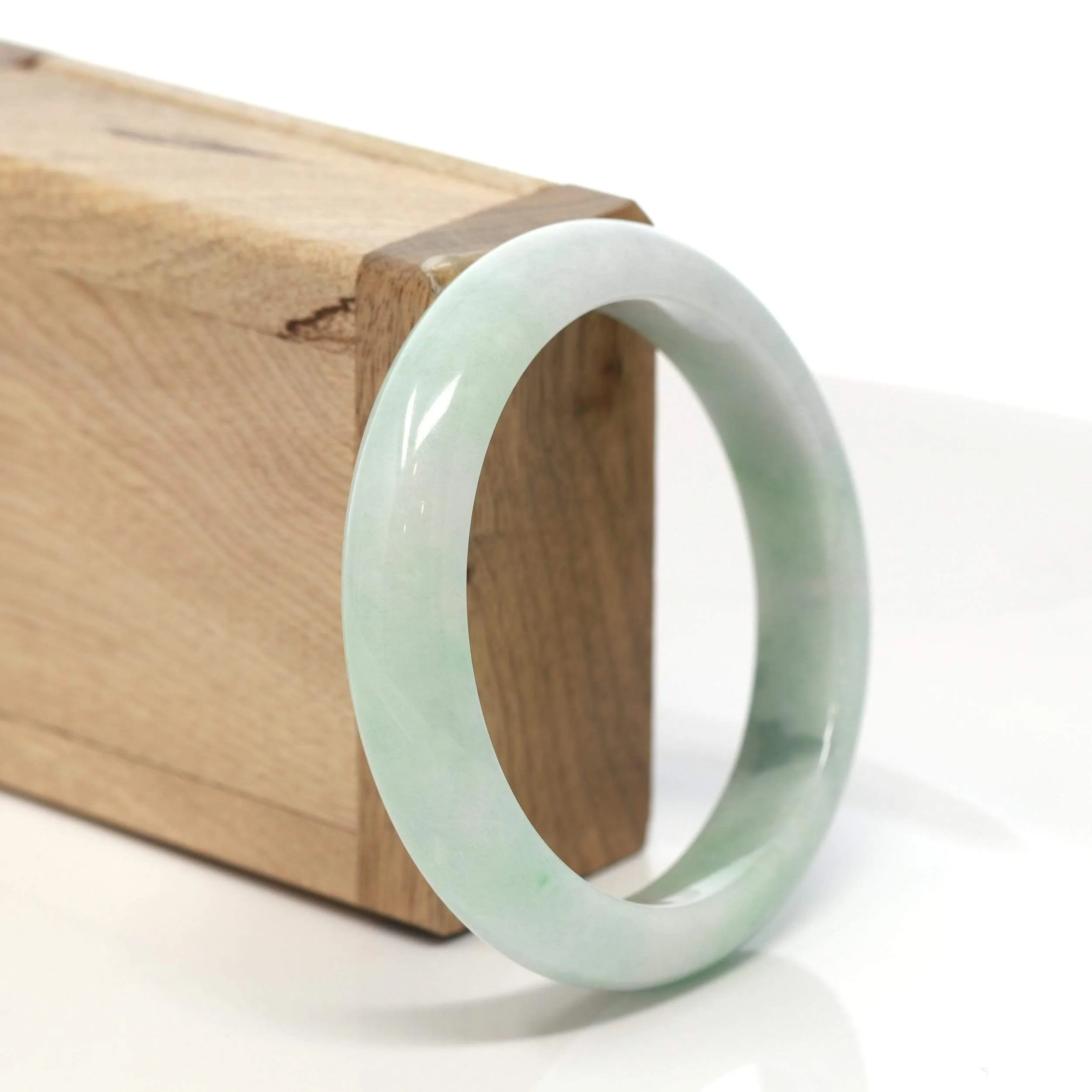 RealJade® "Classic Bangle" Genuine Burmese Green Jadeite Jade Bangle Bracelet (57 mm) #177