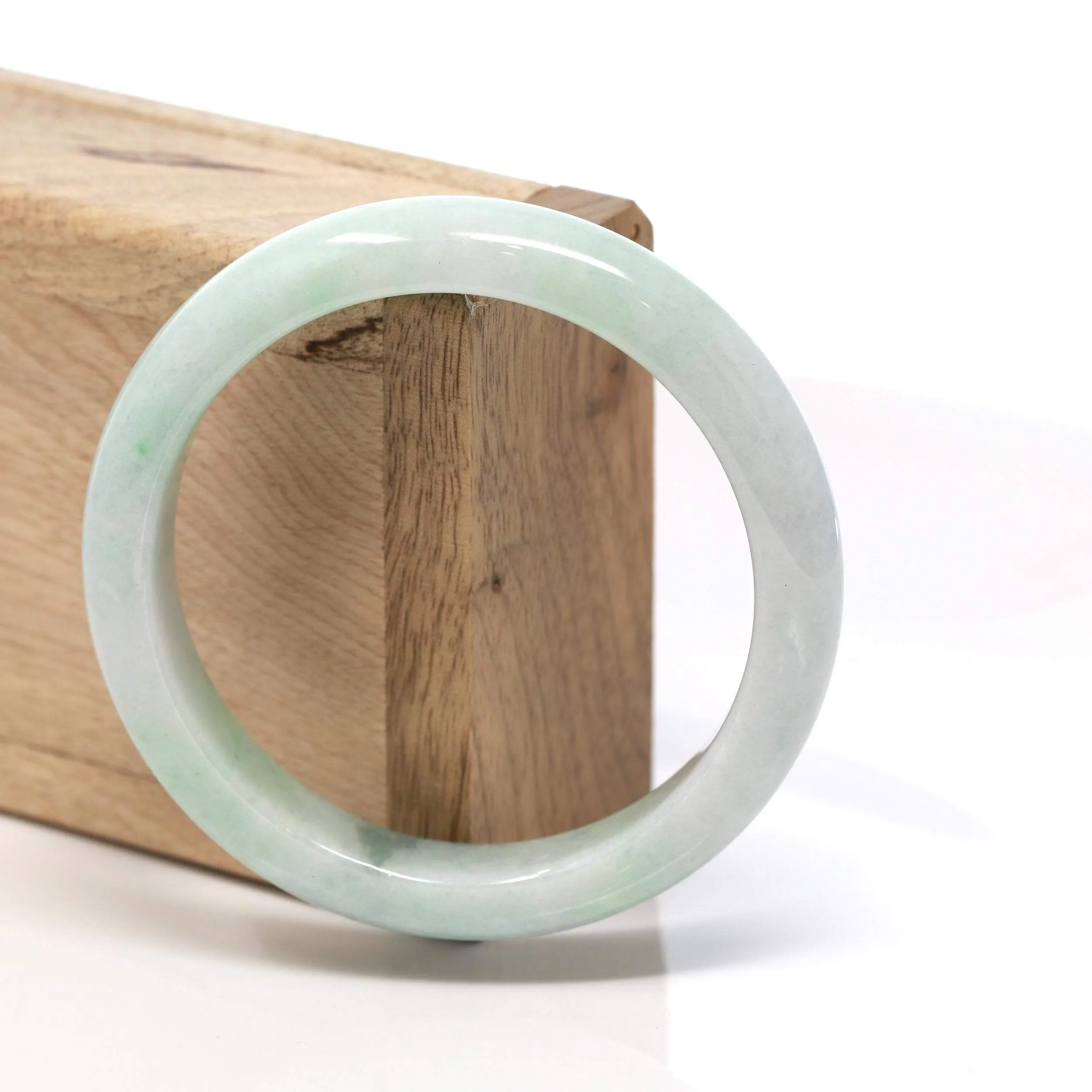 RealJade® "Classic Bangle" Genuine Burmese Green Jadeite Jade Bangle Bracelet (57 mm) #177