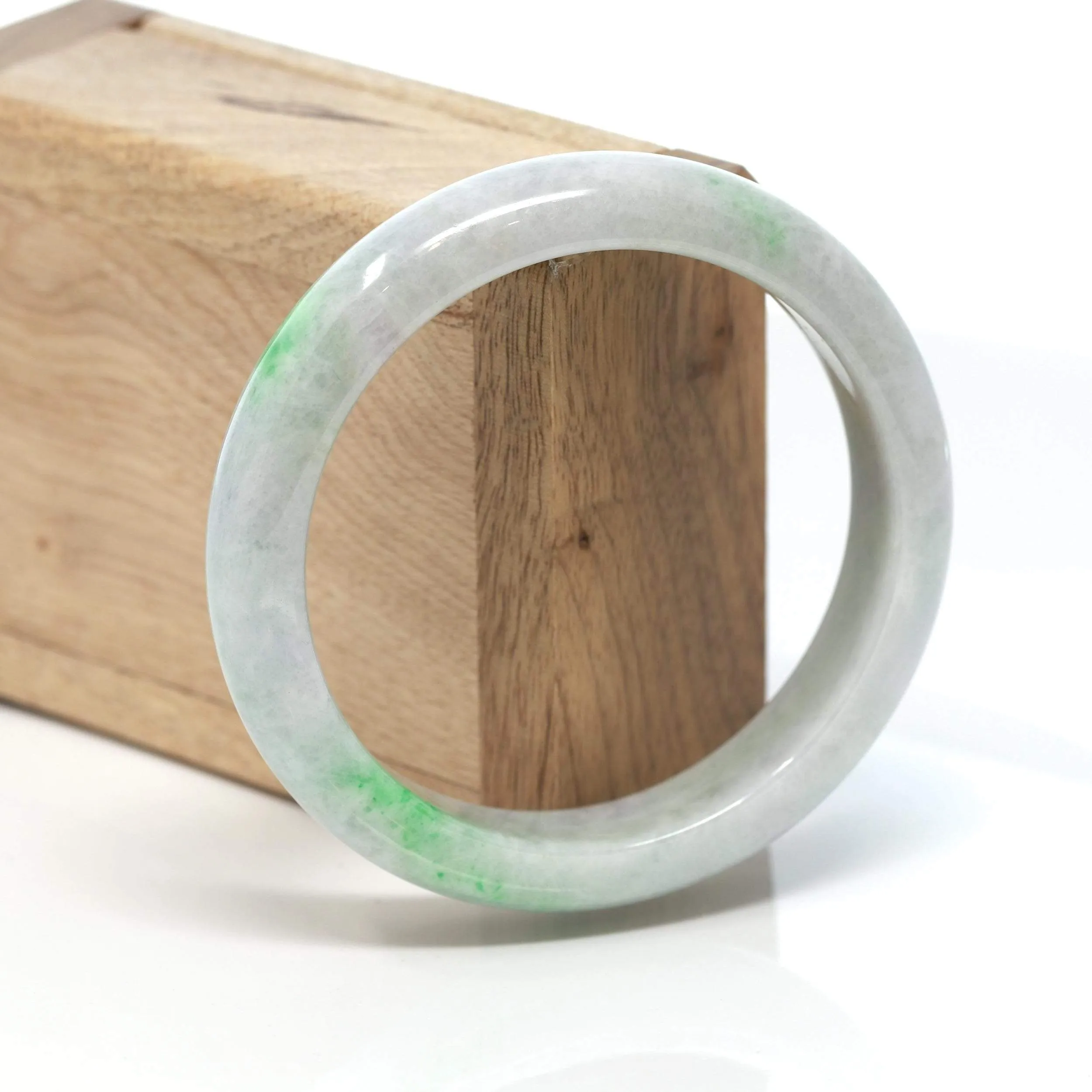 RealJade® "Classic Bangle" Genuine Burmese Green Jadeite Jade Bangle Bracelet (58.6 mm) #184