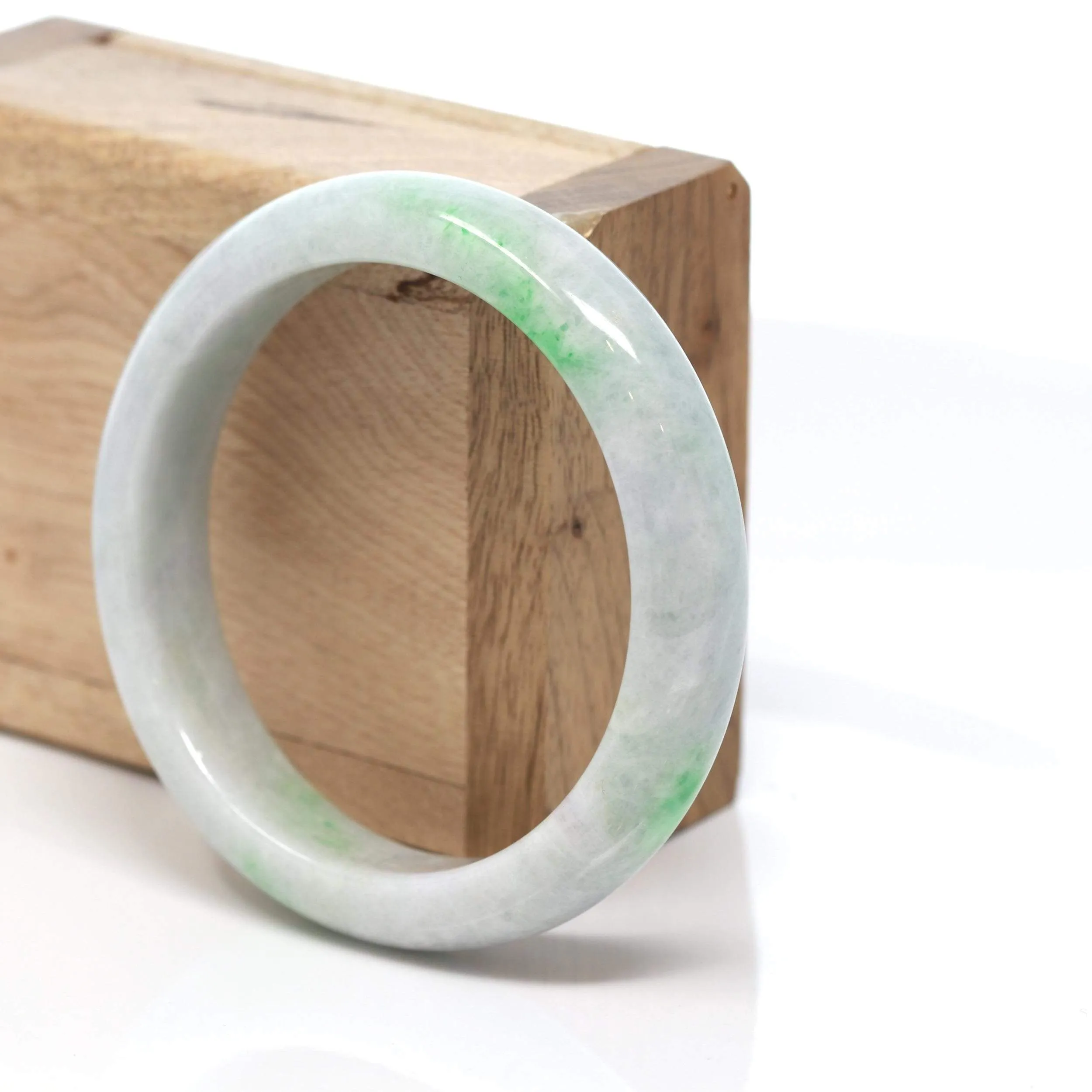 RealJade® "Classic Bangle" Genuine Burmese Green Jadeite Jade Bangle Bracelet (58.6 mm) #184