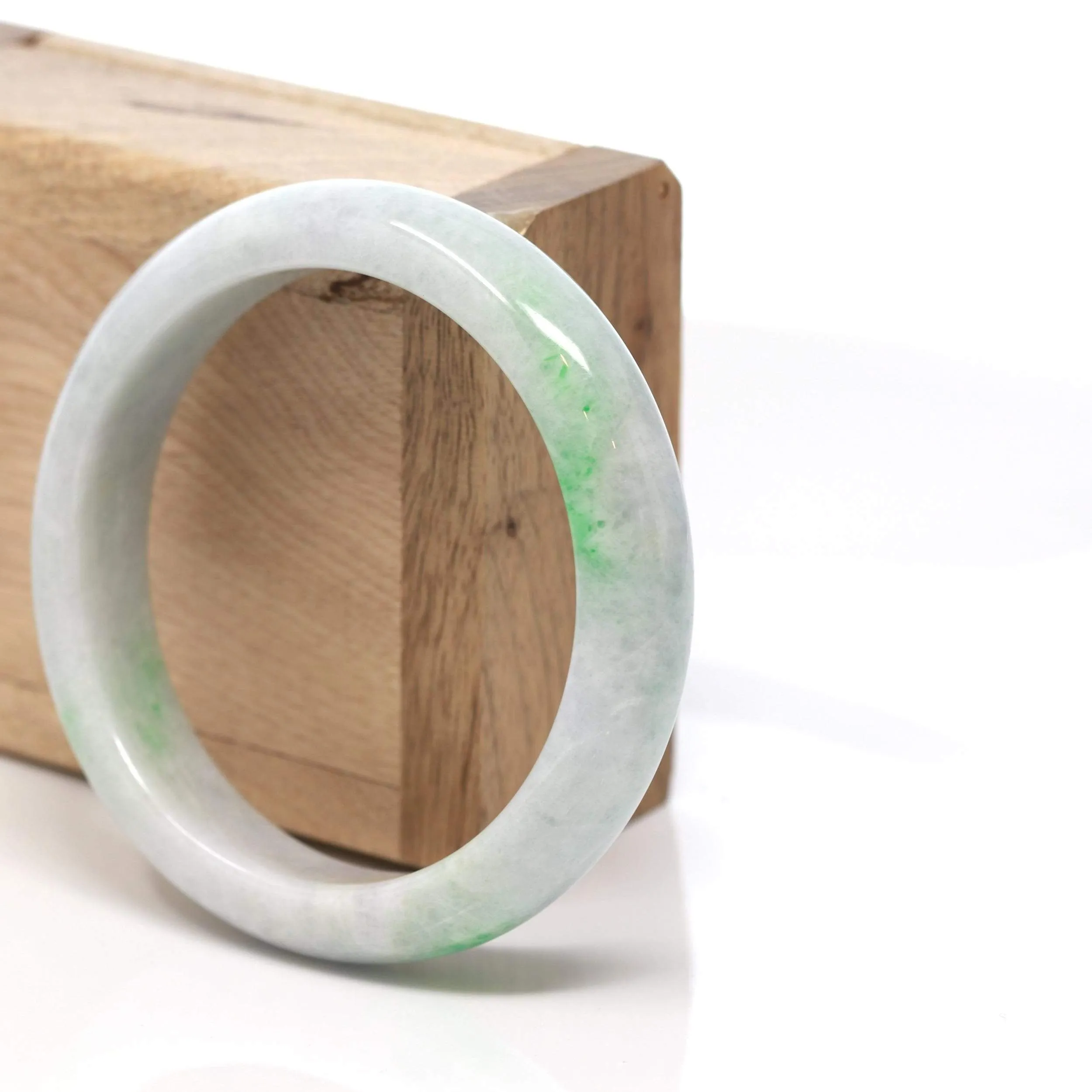 RealJade® "Classic Bangle" Genuine Burmese Green Jadeite Jade Bangle Bracelet (58.6 mm) #184