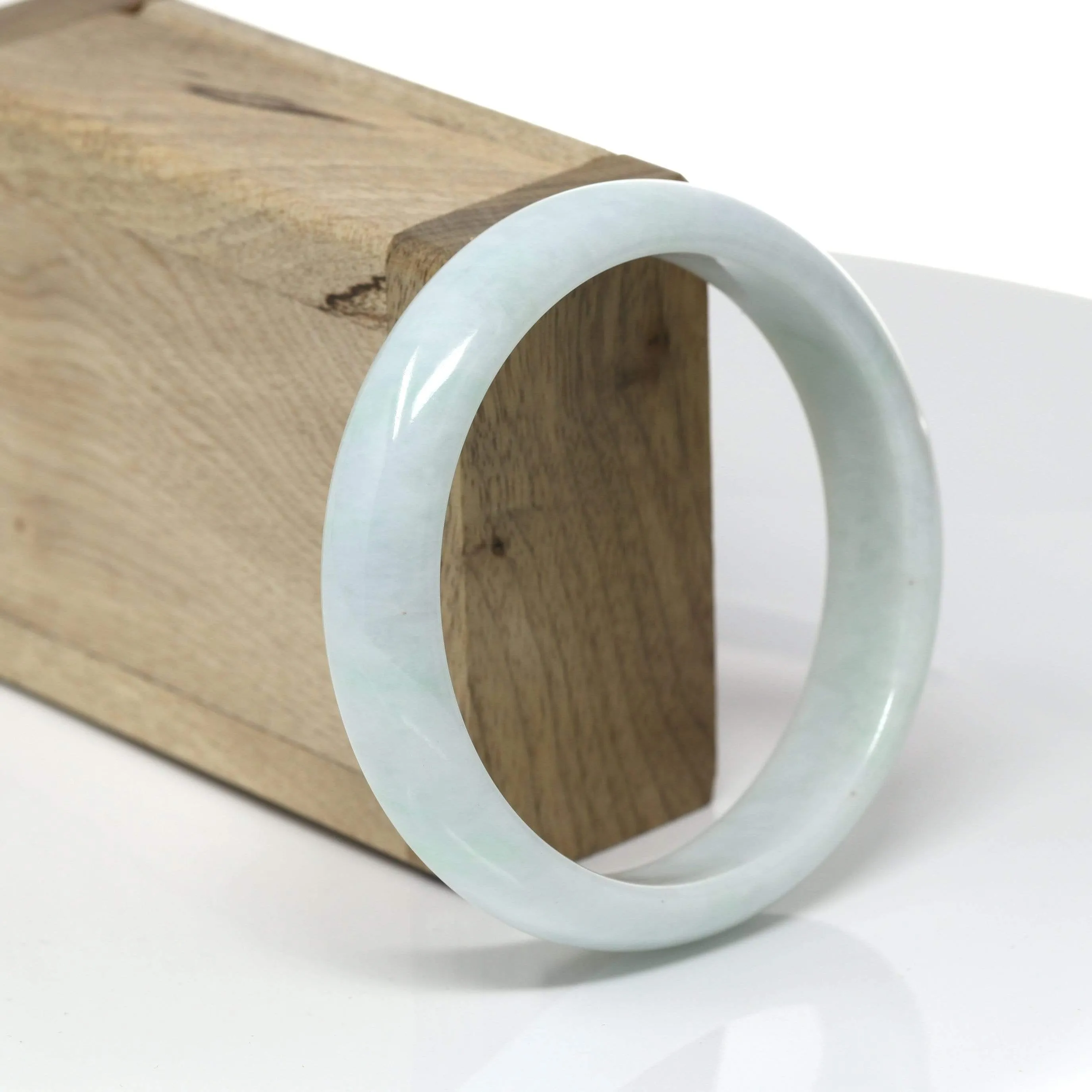 RealJade® "Classic Bangle" Genuine Burmese Green Jadeite Jade Bangle Bracelet (59.9mm) #520