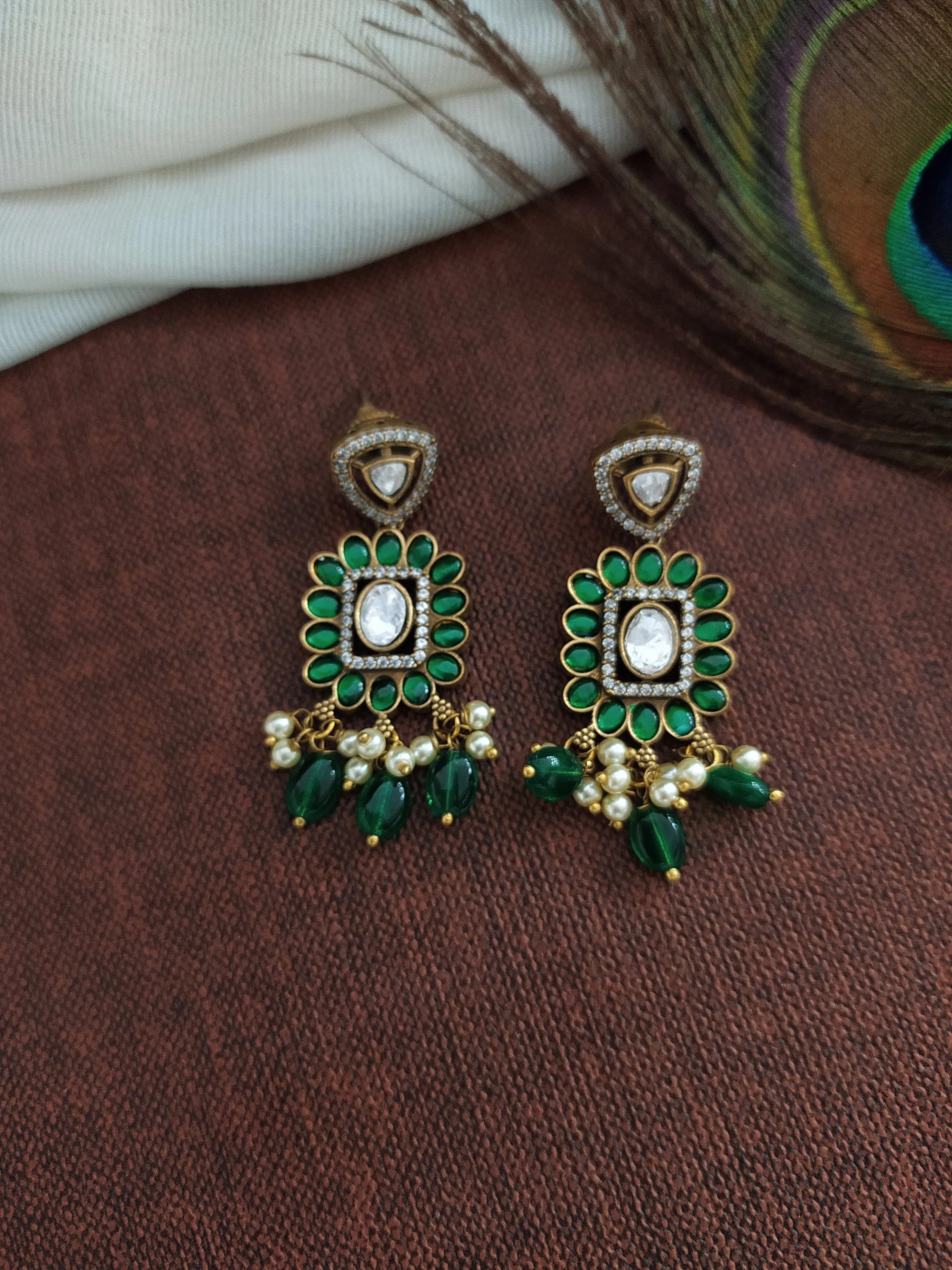 Regal Polki Victorian Necklace Set with Dual Elephants