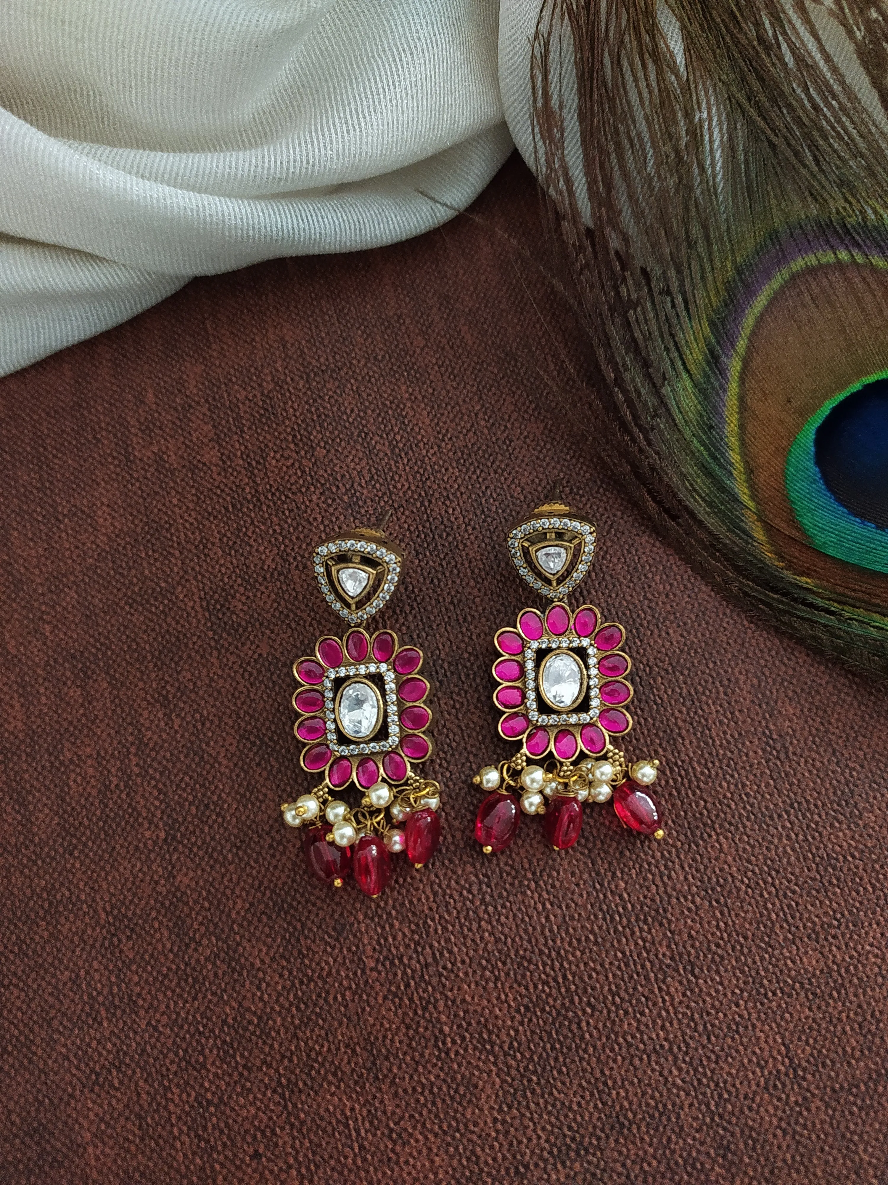 Regal Polki Victorian Necklace Set with Dual Elephants