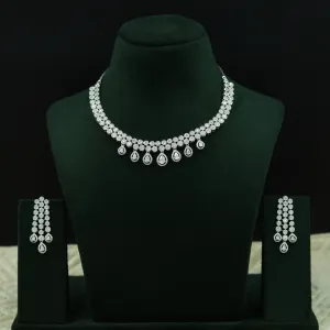 Round Neck Zircon/AD Necklace Set 12530-28