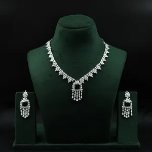Round Neck Zircon/AD Necklace Set 12531-28