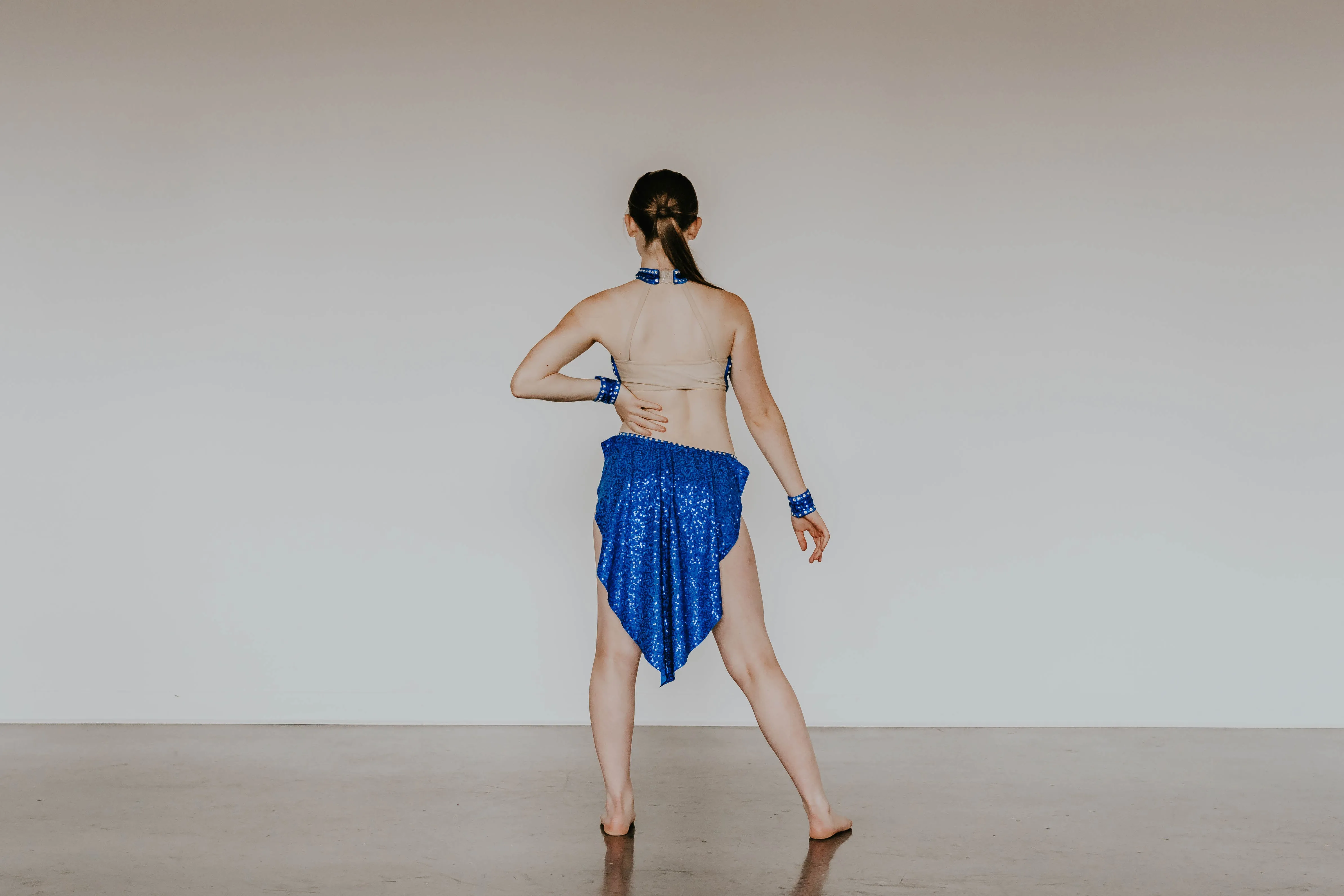 Royal Blue Zsa Zsa Leotard with Half Skirt - Swarovski Rhinestones