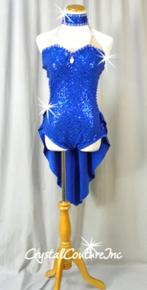 Royal Blue Zsa Zsa Leotard with Half Skirt - Swarovski Rhinestones
