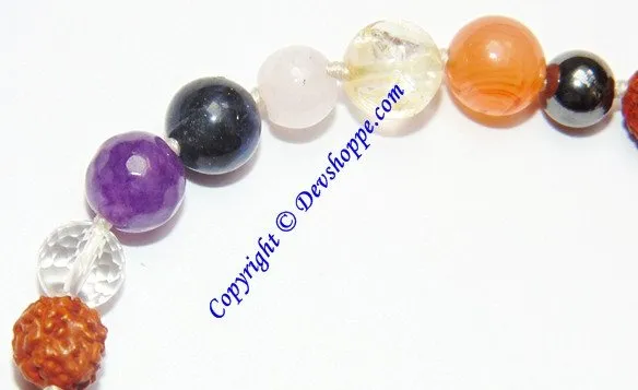 Rudraksha bracelet with Chakra stone beads for opening Chakras and Chakra healing