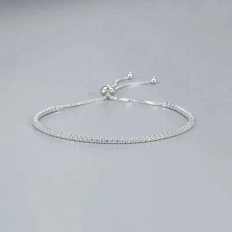 SAIYE 925 Sterling Silver Bracelet Love Elegant Zircon Tennis Crystal Chain for Women Fashion  Engagement Wedding Glam