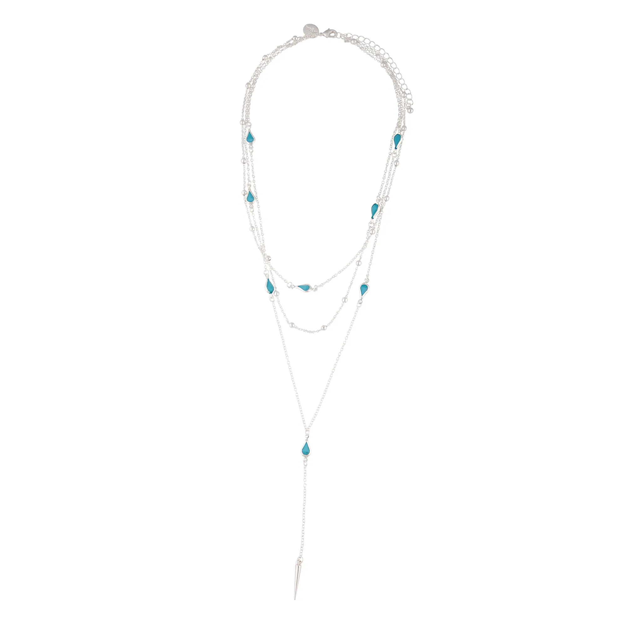 Silver Multi Layered Turquoise Necklace