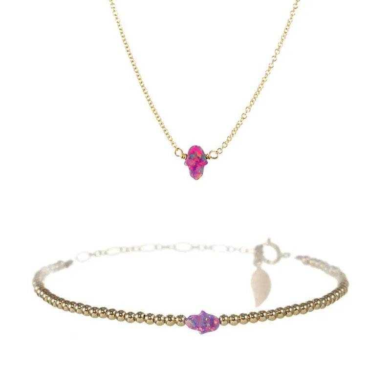 SMALL GOOD LUCK HAND NECKLACE & BRACELET SET