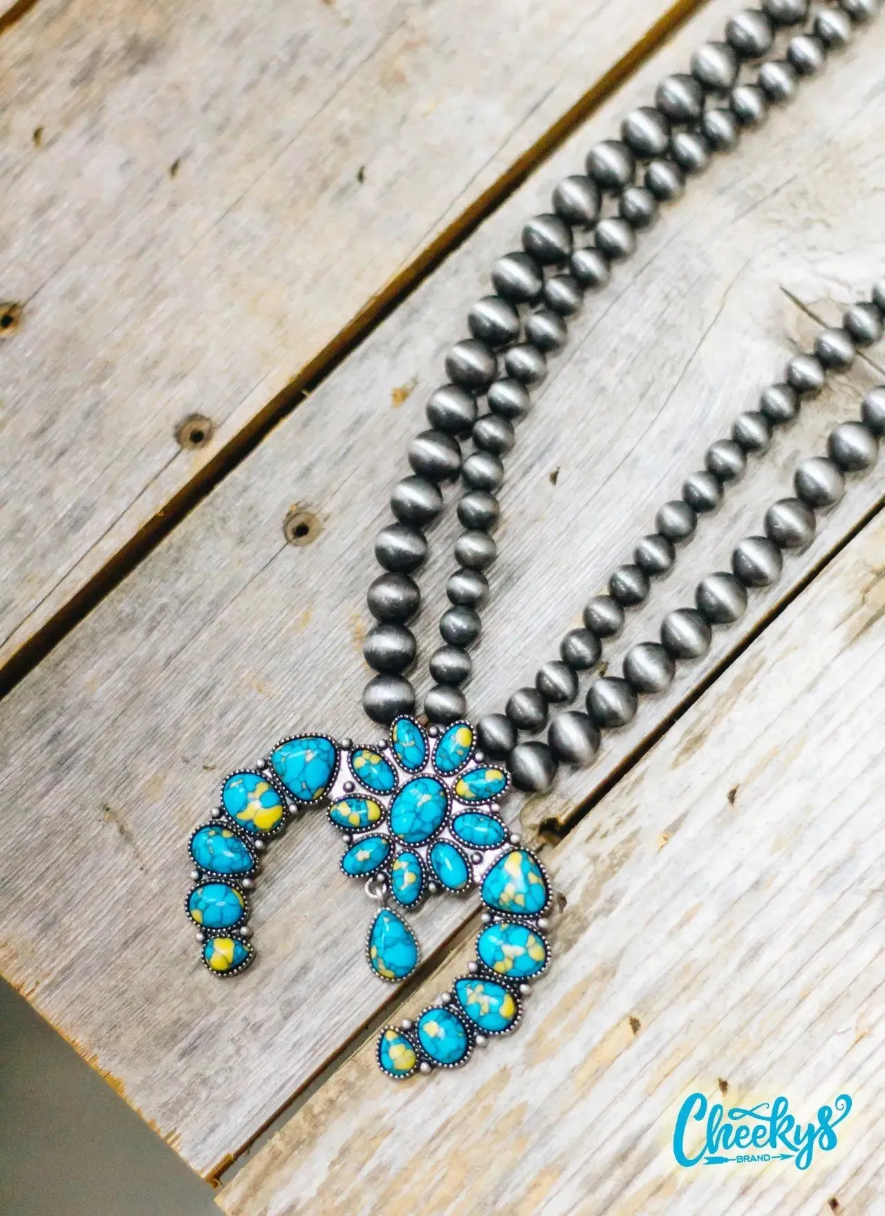 Squash Blossom Turquoise Stone Necklace