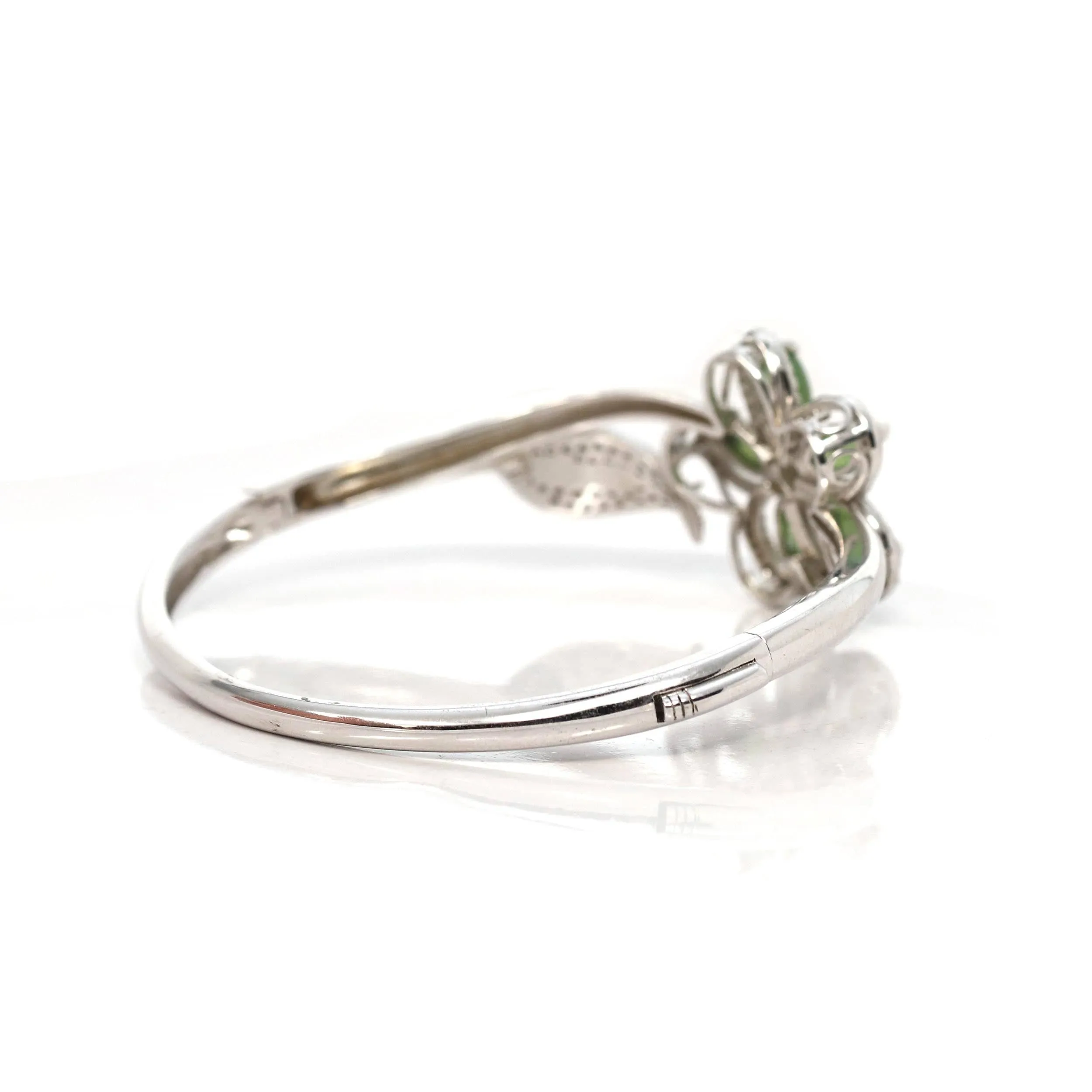 Sterling Silver Genuine Nephrite Green Jade Bracelet Bangle, Real Green Jade Jewelry
