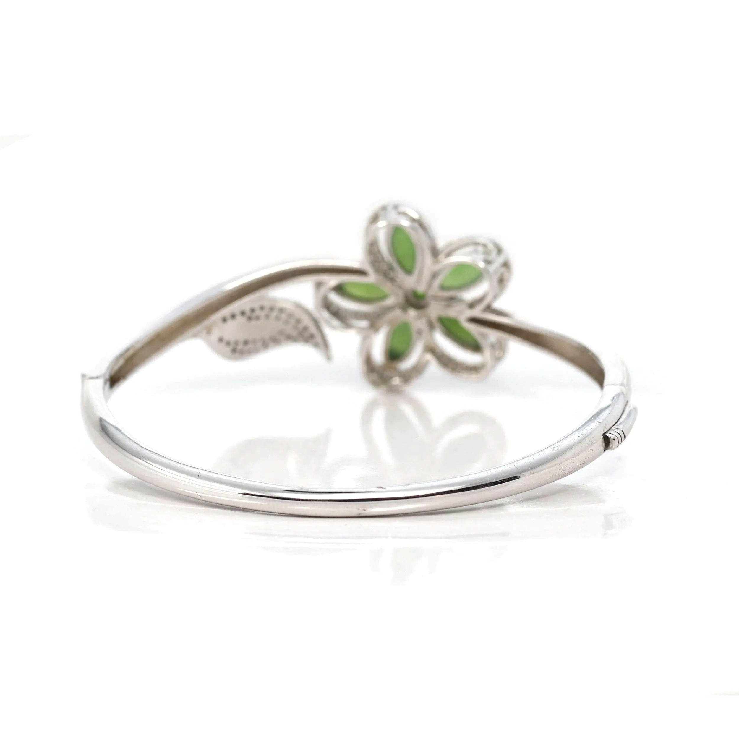 Sterling Silver Genuine Nephrite Green Jade Bracelet Bangle, Real Green Jade Jewelry