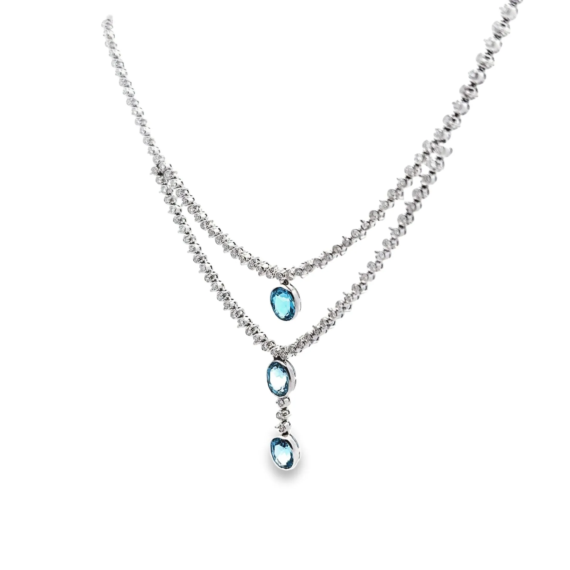 Swiss Topaz Diamond Gold Double-Layer Necklace