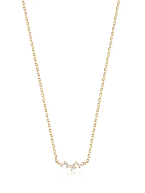 Tiny Dainty Necklace, 18K Gold Plated, .925 Sterling Silver Luxury Irregular Zircon Necklace
