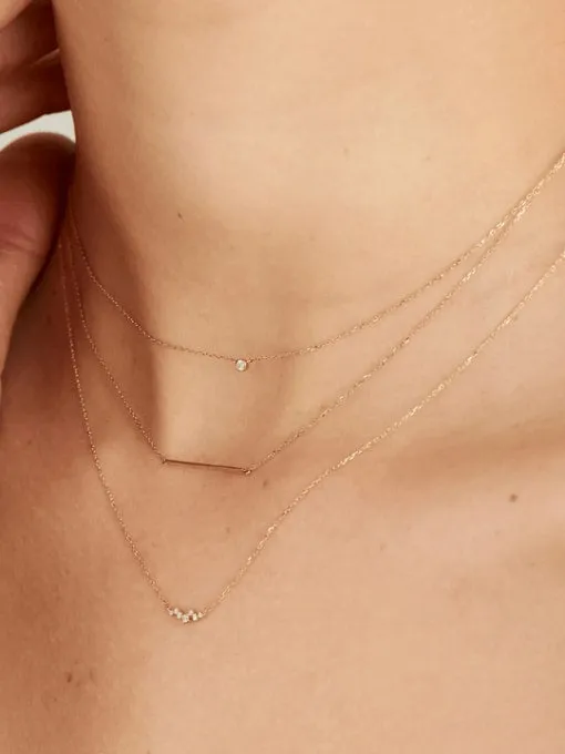 Tiny Dainty Necklace, 18K Gold Plated, .925 Sterling Silver Luxury Irregular Zircon Necklace