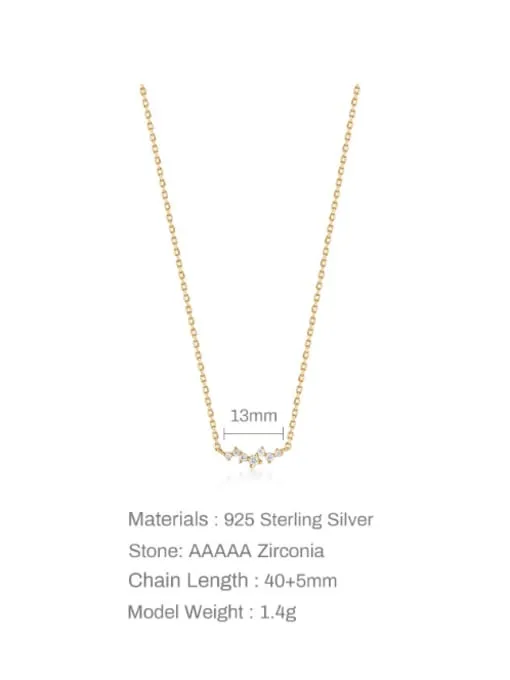 Tiny Dainty Necklace, 18K Gold Plated, .925 Sterling Silver Luxury Irregular Zircon Necklace