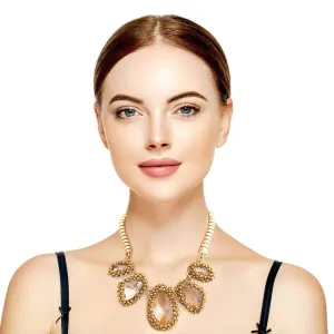 Topaz Crusted Stone Necklace Set with Matching Earrings