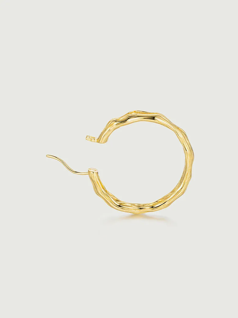 Tree Bark Textured Hoop Earrings