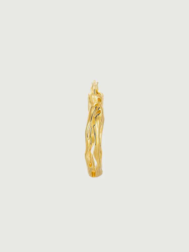 Tree Bark Textured Hoop Earrings