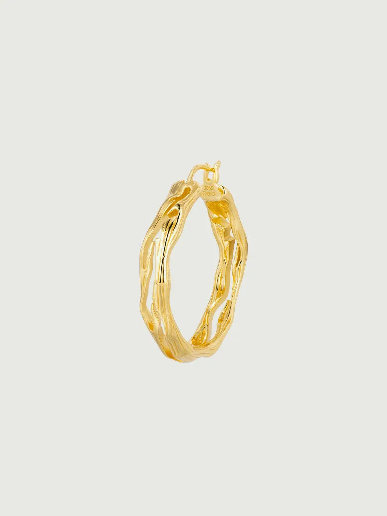 Tree Bark Textured Hoop Earrings