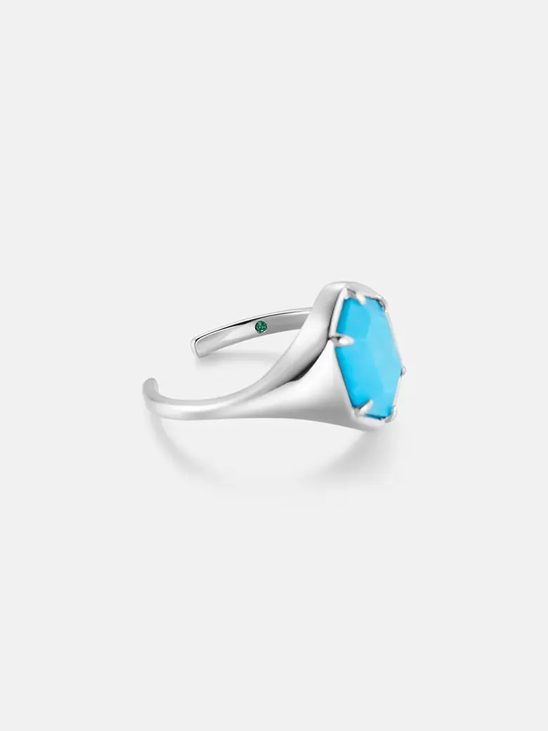 Turquoise Hexagon Signet Ring