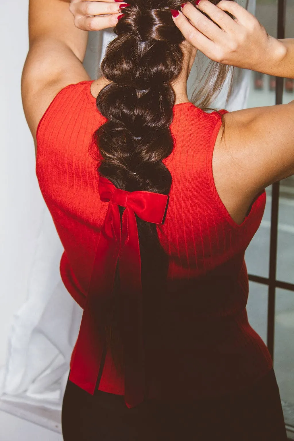 Velvet Long Bow Barrette