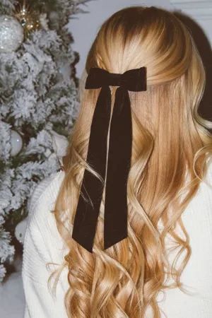 Velvet Long Bow Barrette
