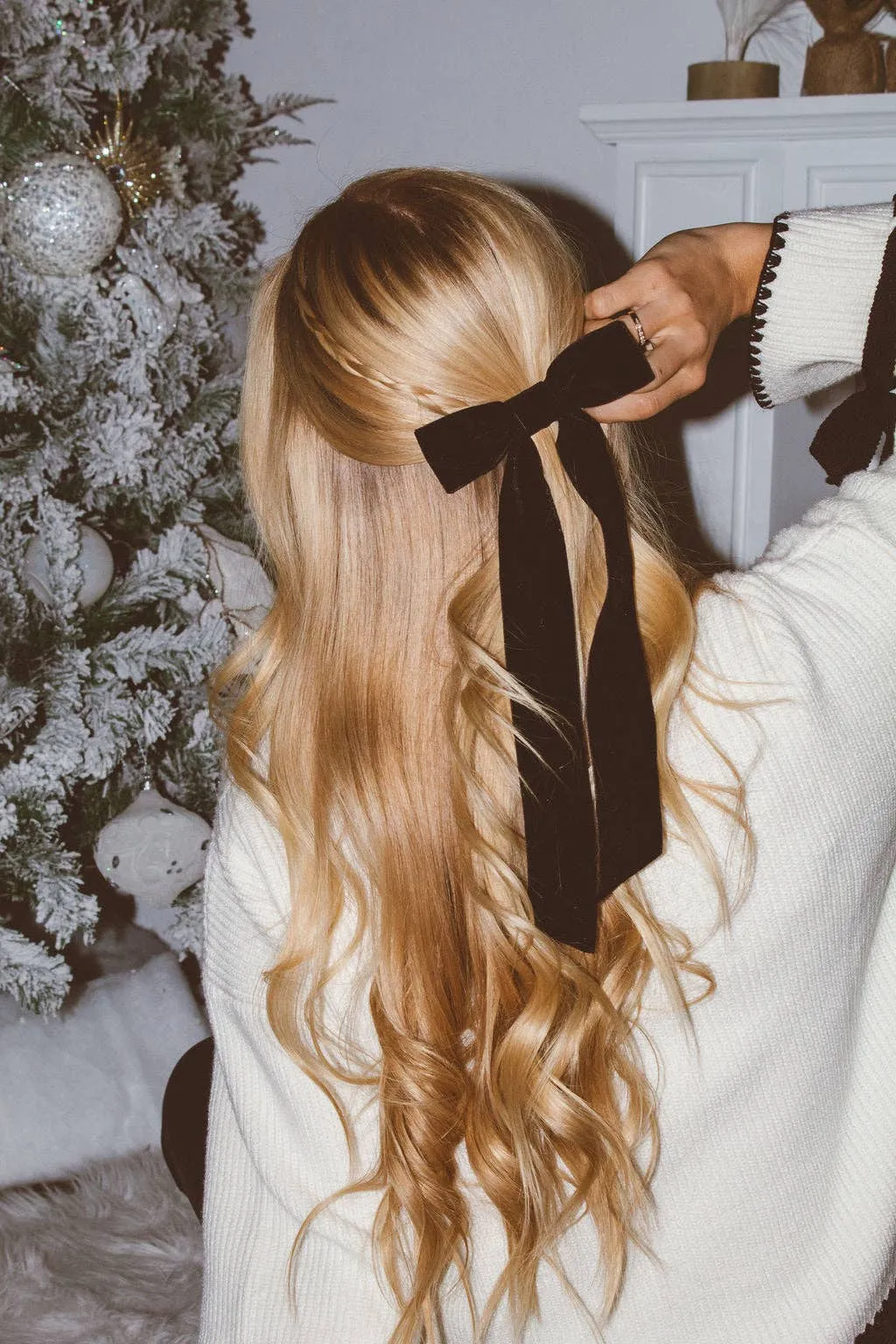 Velvet Long Bow Barrette