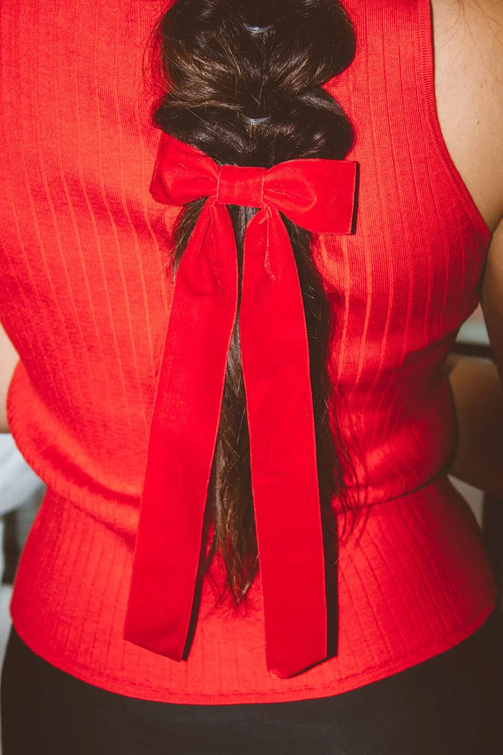 Velvet Long Bow Barrette