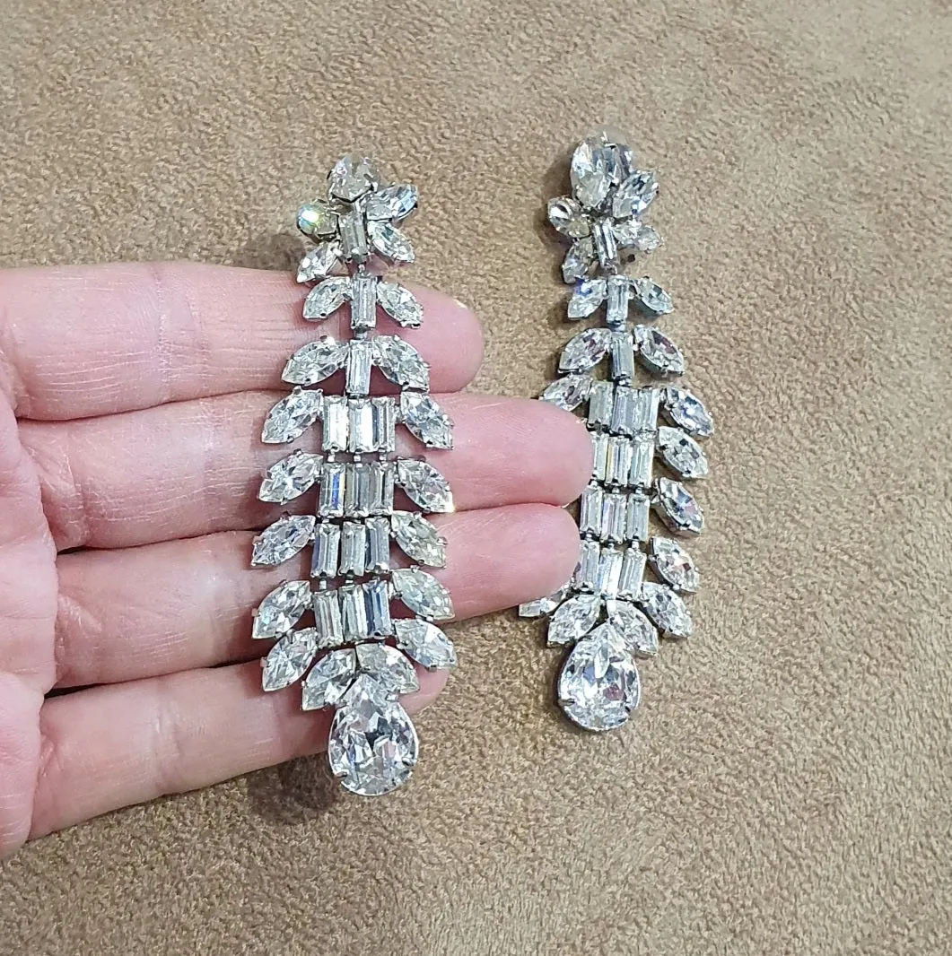 Vintage Crystal Chandelier Earrings with baguettes