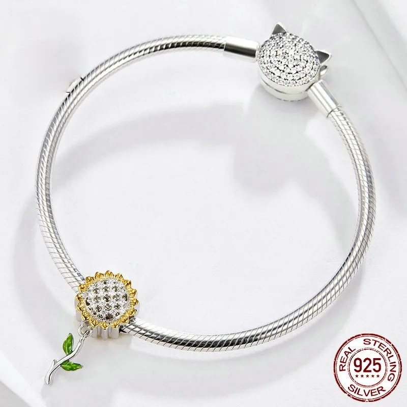 Women's Pendant S925 Sunflower Sterling Silver Bracelet String Beads Long Bead Pendant for girls