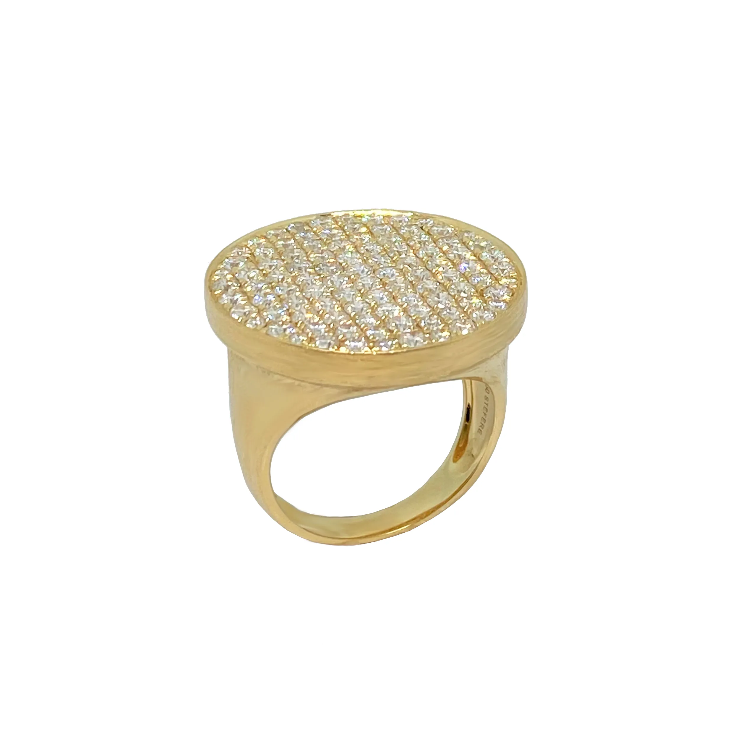 Yellow Gold and Diamonds Signet Ring 25mm
